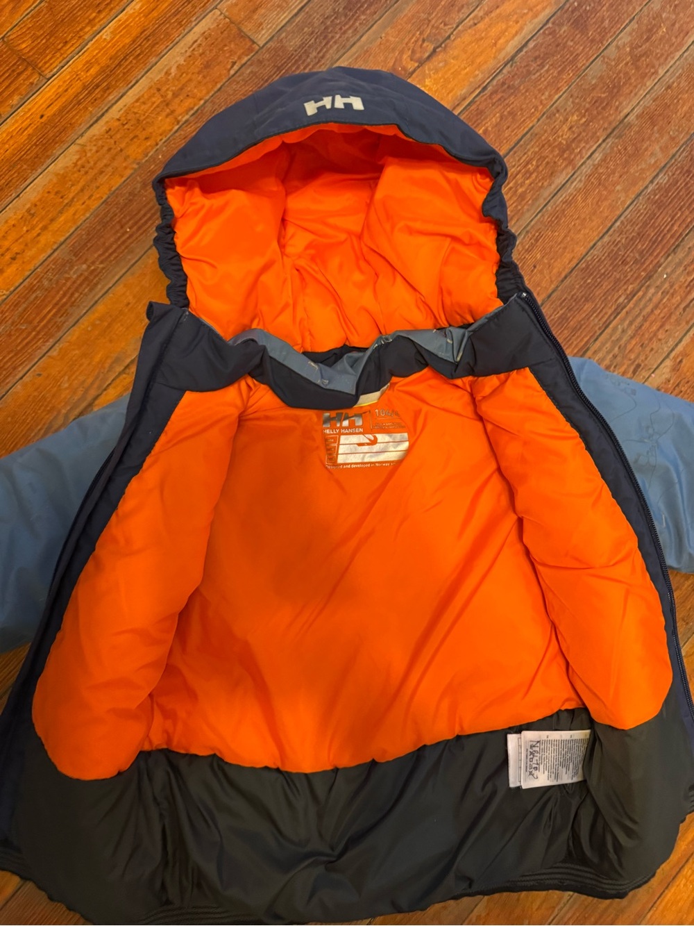 Helly Hansen Kids Blue Jacket with Orange Lining